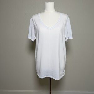 Alo Yoga White V Neck T Shirt XS Soft Stretch Basic Tee